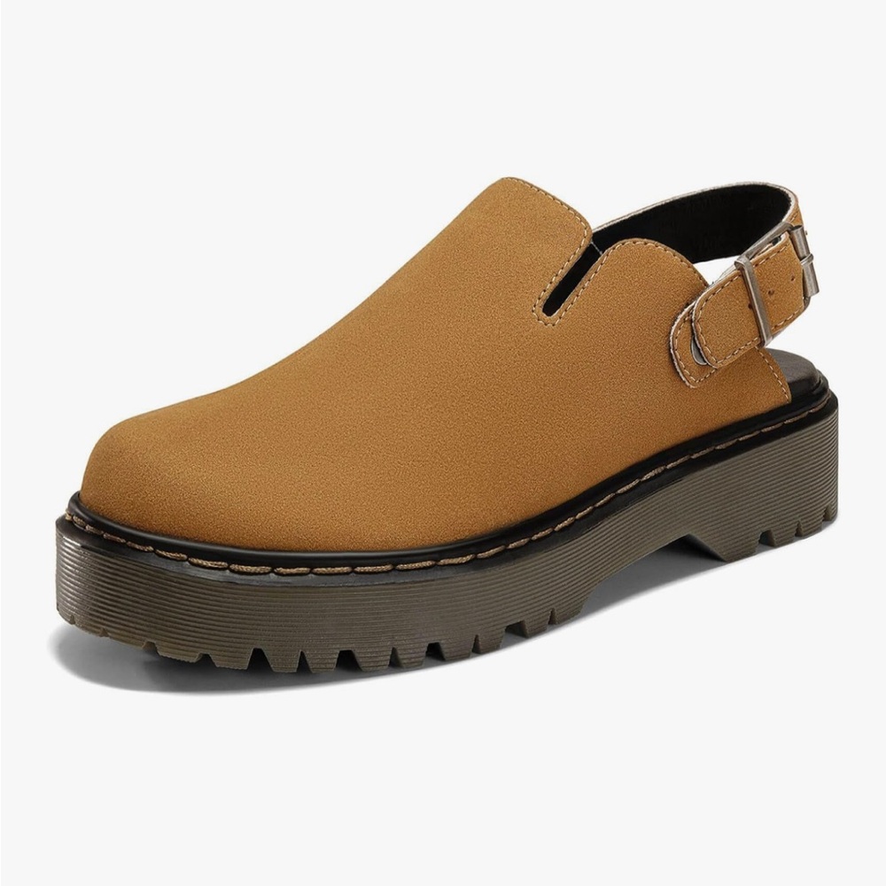 Tan Mules with Adjustable Strap